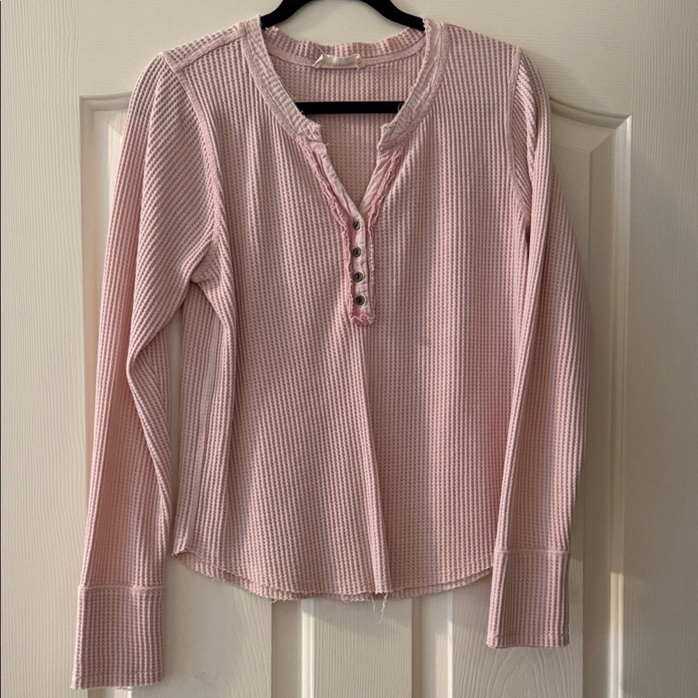 Lucky Brand Light Pink Waffle Knit Shirt